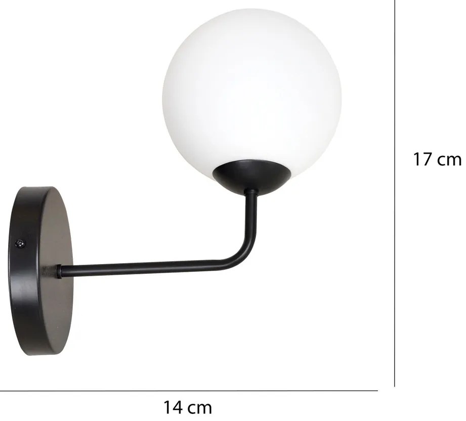 Applique da Parete in Acciaio e Vetro PREGOS K1 Nero/Bianco E14