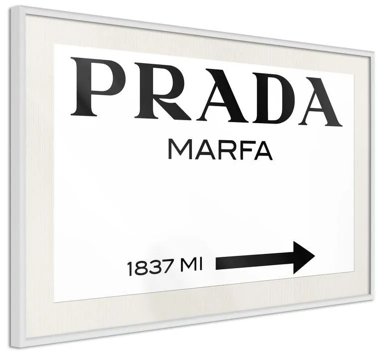 Poster  Prada (White)  Cornice Quadri Cornice d'oro con passe-partout, Larghezza x Altezza Home decor 90x60