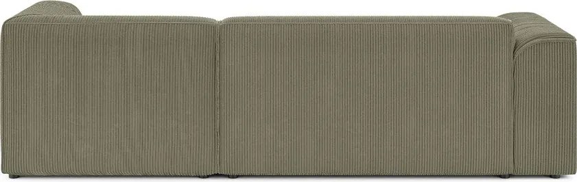 Divano angolare verde (con penisola a destra/con chaise lounge) con rivestimento in velluto a coste Merid – Ropez