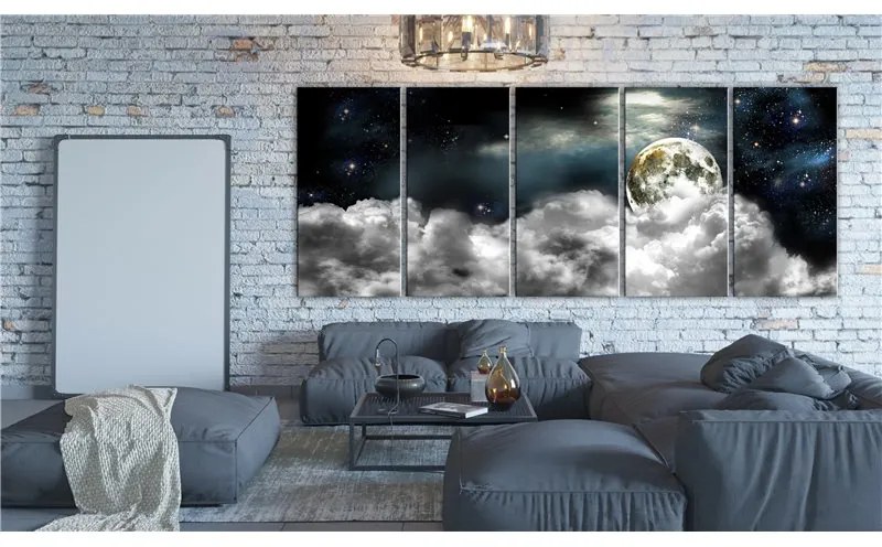 Quadro Moon in the Clouds I  Colore Nero, Dimensioni e Misure 200x80