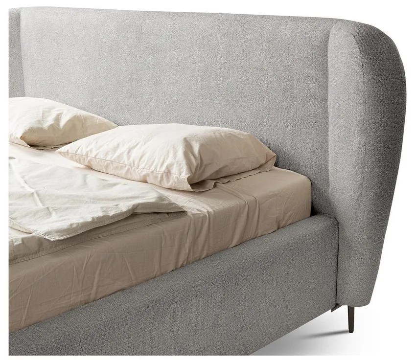 Letto matrimoniale imbottito grigio chiaro con rete inclusa 160x200 cm Makana – Makamii