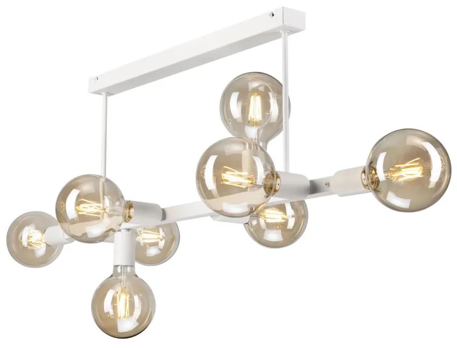 Lampadario a sospensione con supporto rigido ASTRID 8xE27/60W/230V bianco