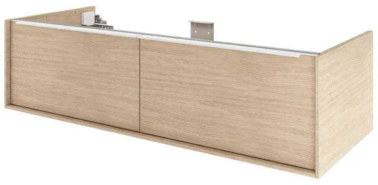 Mobile da bagno sospeso sotto lavabo L 120 x H 32 x P 48 cm quercia di campagna satinato, 2 cassetti SENSEA Neo