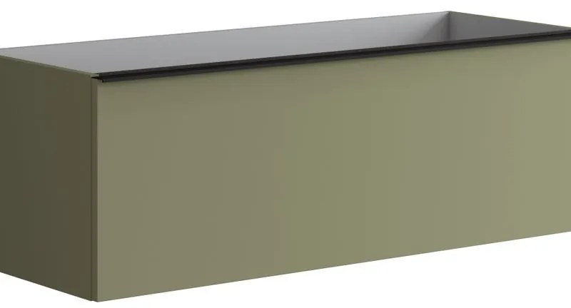 Mobile da bagno sotto lavabo Pixel plain frontale verde salvia e maniglia alluminio nero laccato opaco L 120 x H 40 x P 45.5 cm 1 cassetto, lavabo non incluso