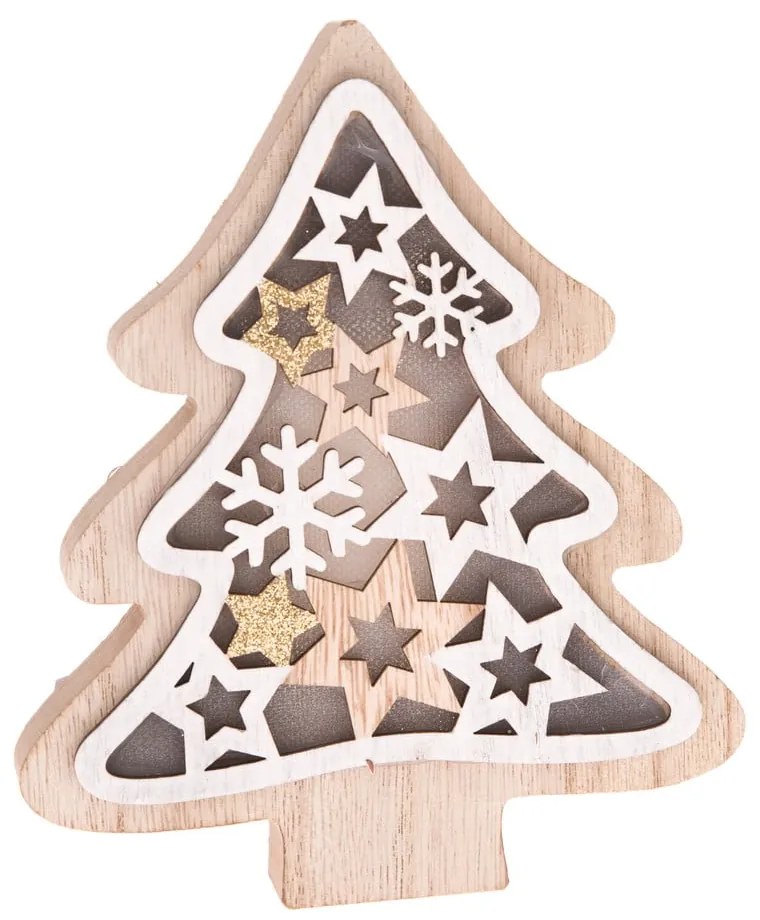 Albero in legno con luce LED, altezza 15,5 cm - Dakls