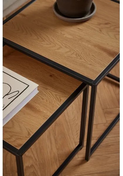 Set di tavolini da caffè SARON 2 pz quercia/nero