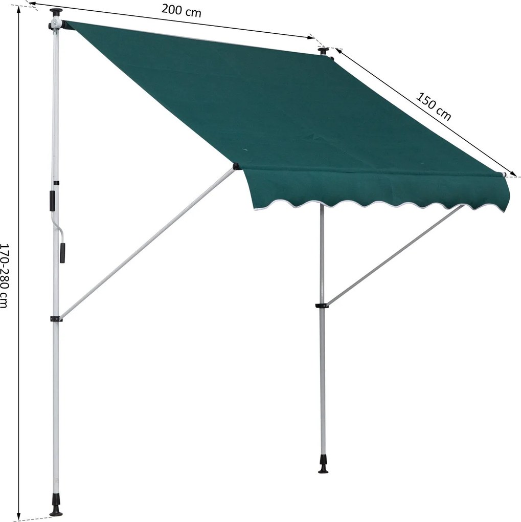 Tenda da Sole Avvolgibile 2x1,5m Verde...