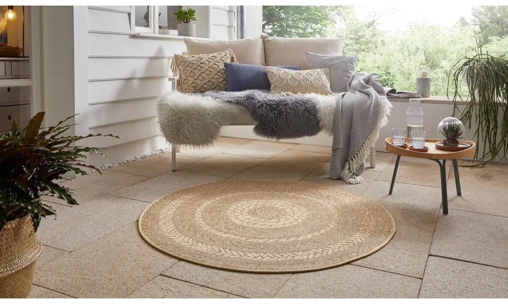 Tappeto da esterno beige, Ø 160 cm Almendro - NORTHRUGS