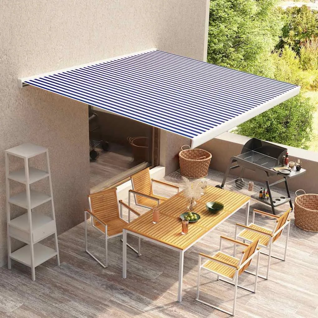 Tendone Parasole İn Tela Blu E Bianco 500x300 Cm /