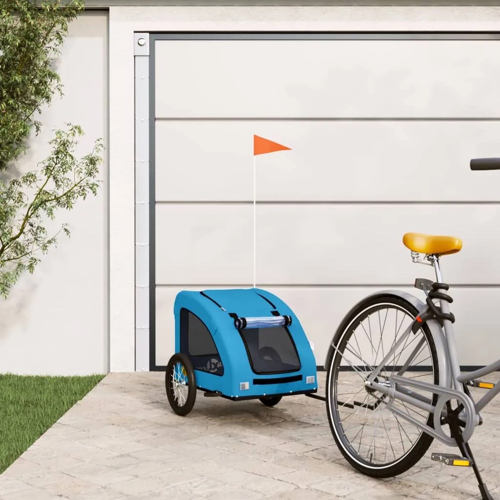 Rimorchio Da Bici Per Animali Blu Oxford E Ferro /