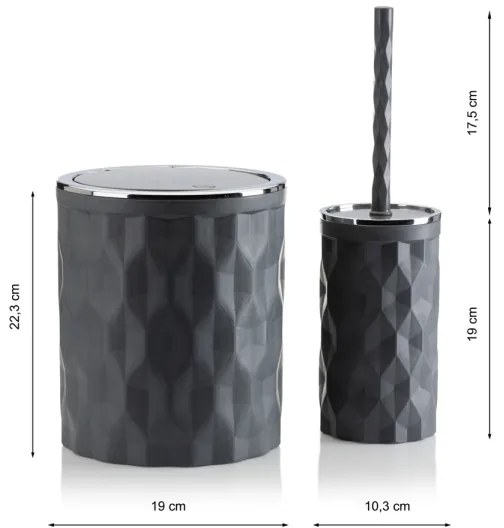 Set da bagno REINA 5 pz antracite/cromo