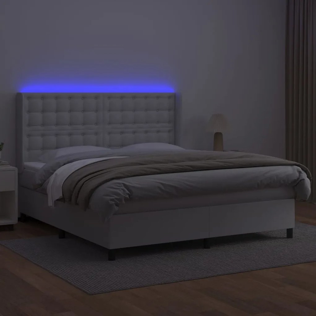Giroletto molle con materasso e led bianco 160x200cm similpelle