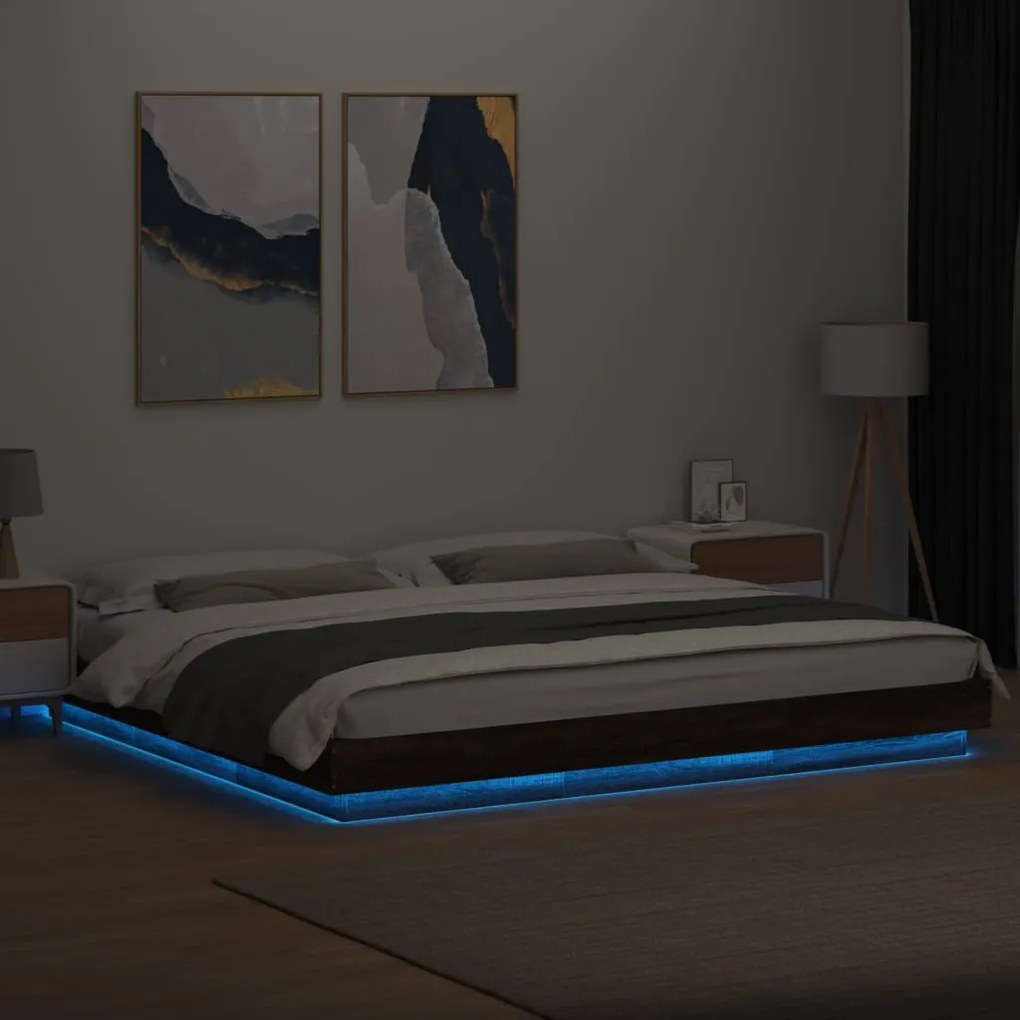 Giroletto luci led rovere marrone 200x200 cm legno multistrato