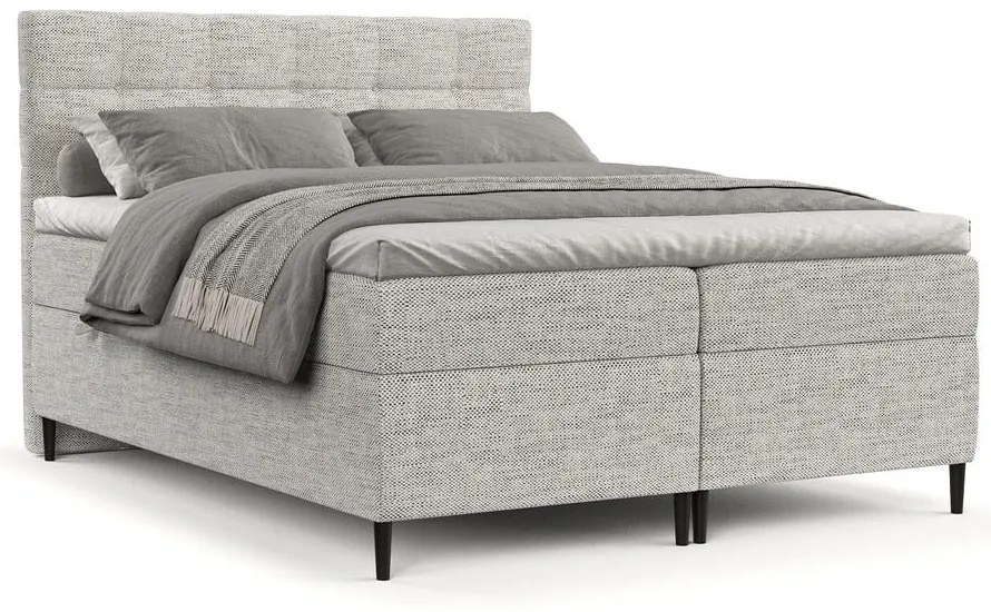 Letto boxspring grigio chiaro con contenitore 200x200 cm Urbaneo - Maison de Rêve