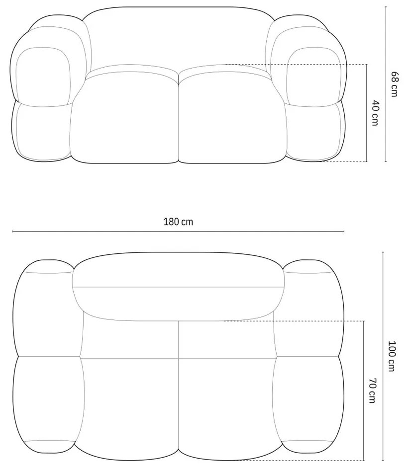 Divano marrone scuro con rivestimento in velluto 180 cm Loretto – Cosmopolitan Design