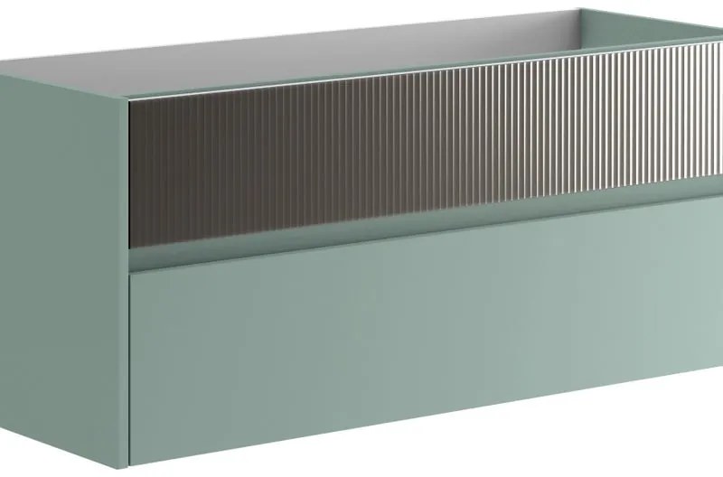 Mobile da bagno sospeso sotto lavabo L 119.5 x H 50 x P 45.5 cm verde laccato opaco, 2 cassetti VISOBATH Niwa