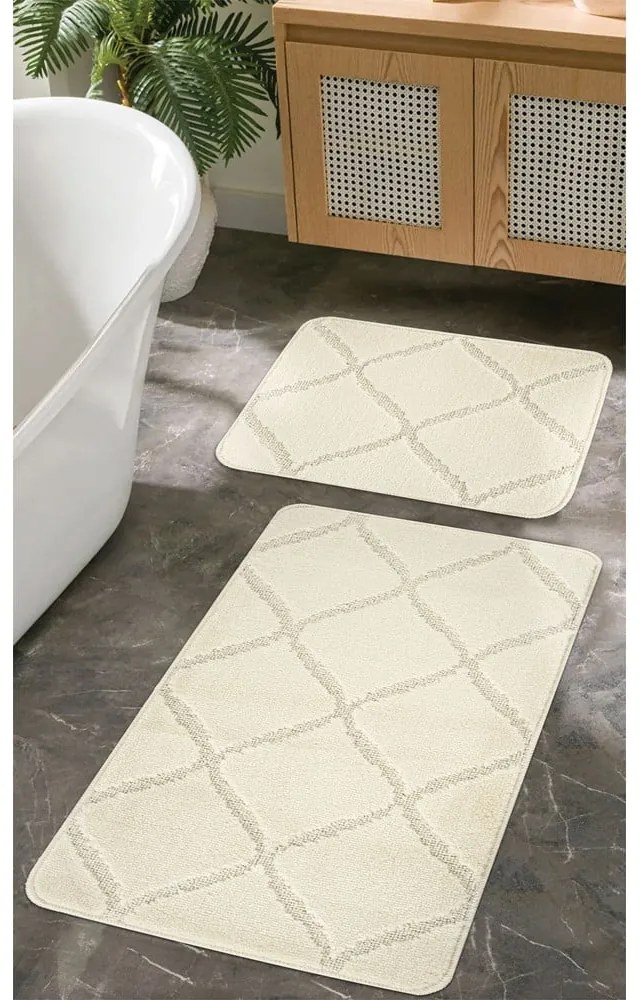 Set di tappetini per il bagno color crema 2 pz 50x80 cm Cizgili – Foutastic