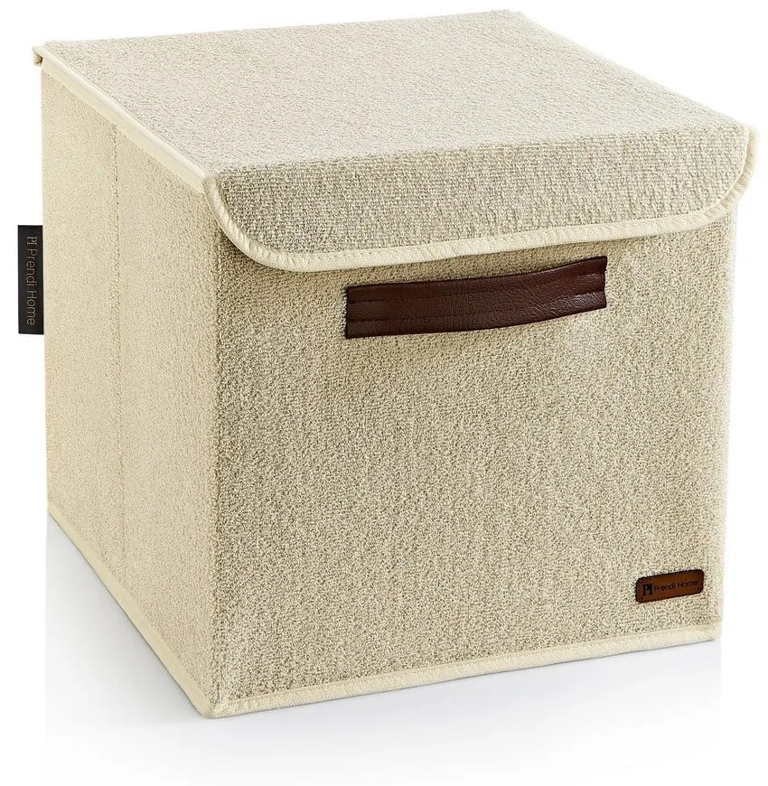 Scatola in tessuto beige con coperchio 30x30x30 cm - Mioli Decor