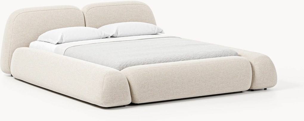 Letto imbottito in bouclé Wolke