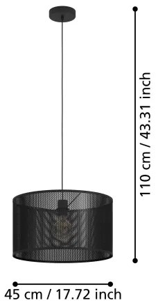 Eglo 43795 - Lampadario a sospensione con filo MANBY 1xE27/40W/230V