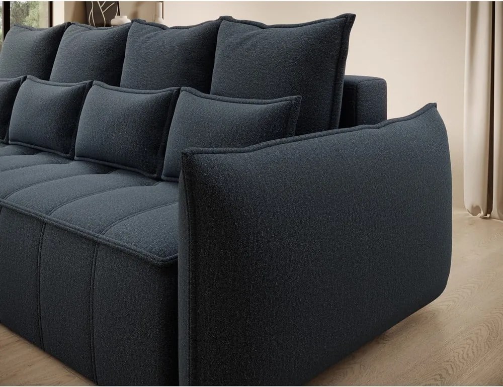 Divano blu allungabile/con contenitore e rivestimento in ciniglia 242 cm Weltton – ELTAP