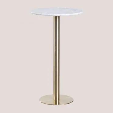 Tavolo alto da bar rotondo in marmo (Ø60 cm) Cosmopolitan Bianco - Sklum