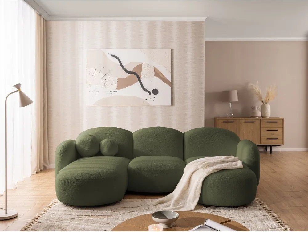 Divano angolare verde (a U) con rivestimento in bouclé Orbit – Ropez