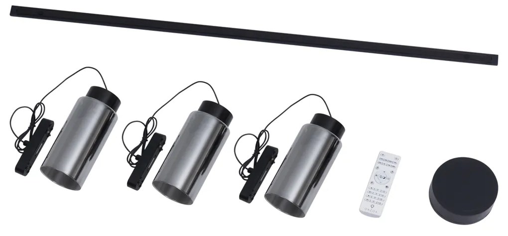 Sistema di illuminazione su binario moderno con 3 luci a sospensione nere monofase - Magnetic Vance