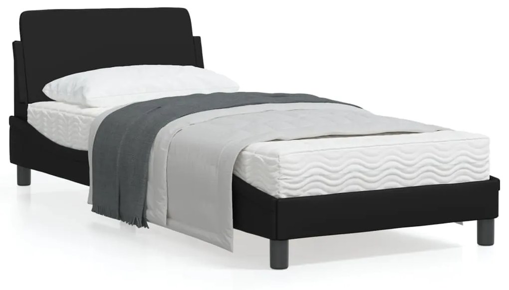 Giroletto Con Testiera Nero 90x190 Cm İn Similpelle /