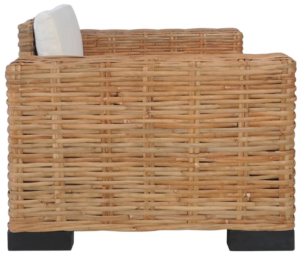 Set divani 3 pz con cuscini in rattan naturale