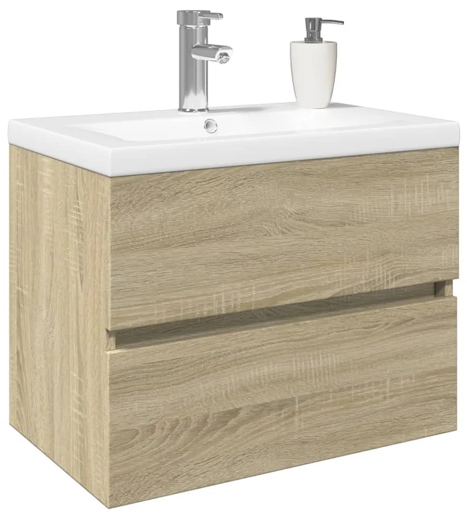 Set mobili da bagno 2 pz in ceramica e legno multistrato