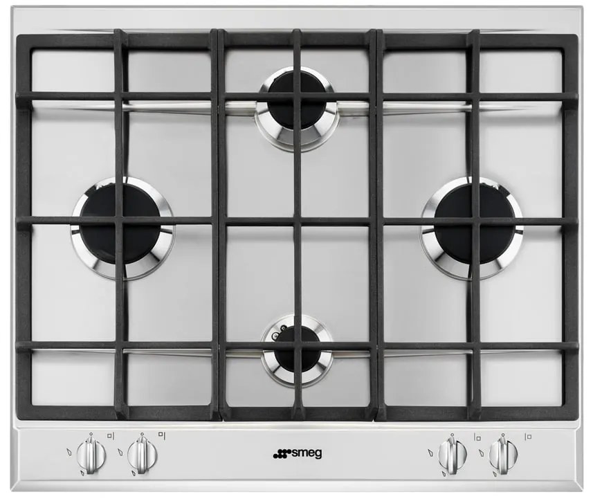 Piano cottura 4 fuochi L 60 cm P260XGH SMEG silver griglie in ghisa