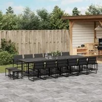 Set da Pranzo da Giardino 17 pz con Cuscini Nero in Textilene 3295087