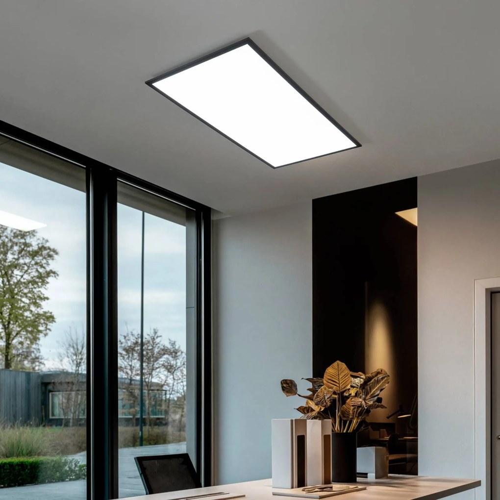 Lindby Pannello LED Nelios, 120 x 60 cm, CCT, nero, metallo Nelios Lindby, dimmerabile, Nero, Soggiorno / Sala da pranzo, Alluminio, Moderno, Pannello LED
