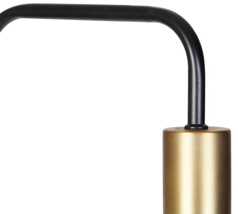 Lampada da terra nera con oro e vetro fumé incl. PUCC - Zuzanna