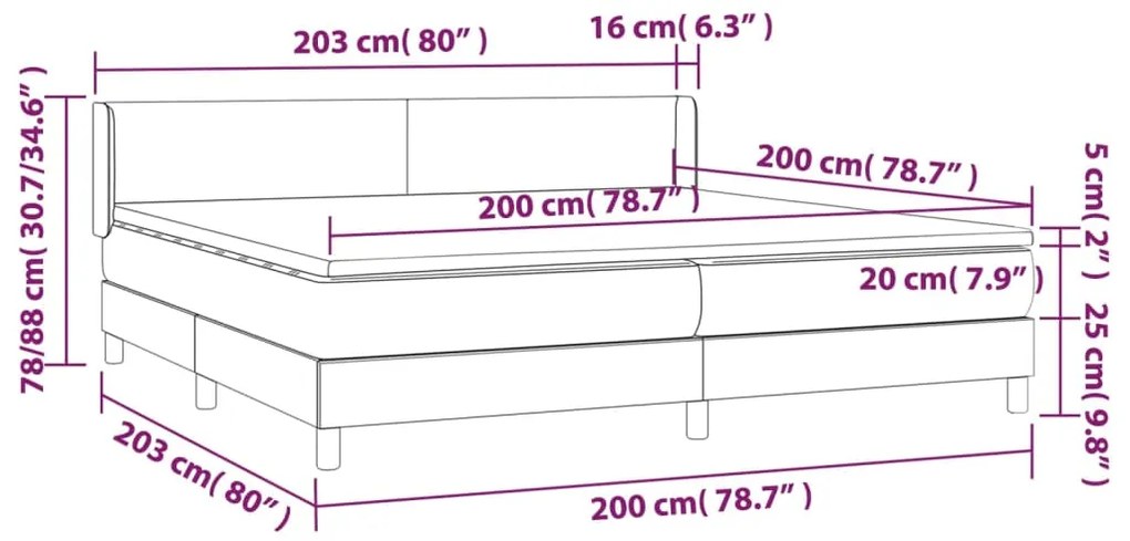 Giroletto a Molle con Materasso Blu 200x200 cm in Tessuto