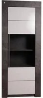 Credenza minimal alta per salotto con 1 anta a vetro, Vetrinetta moderna con ripiani, Madia moderna Made in Italy, cm 71x46xh170, colore Bianco e Ossido