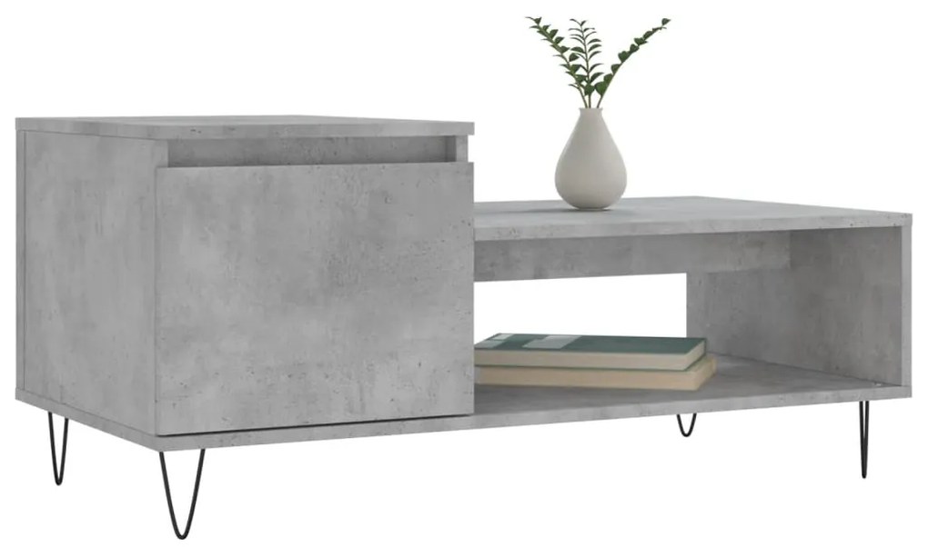 Tavolino salotto grigio cemento 100x50x45 cm legno multistrato