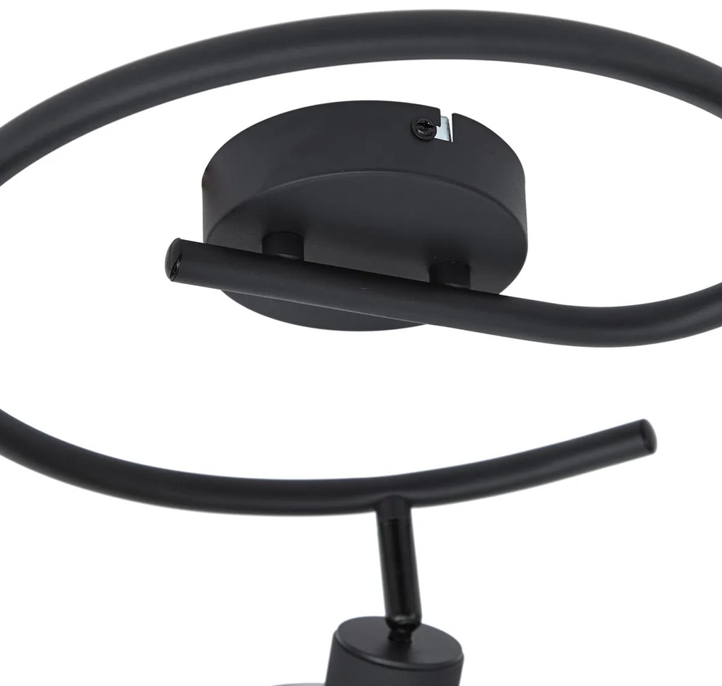 Faretto da soffitto di design nero con vetro fumé rotondo a 3 luci - Domo