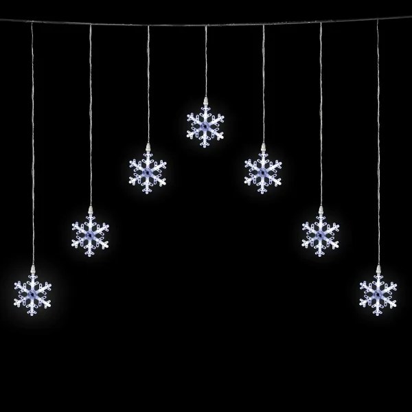 Aigostar - Catena LED da esterno 84 LED / 8 funzioni 1,2 x 1 m IP44 bianco freddo con fiocchi di neve