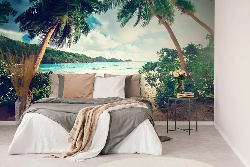 Carta da parati autoadesiva – Tramonto sull'isola di Seychelles