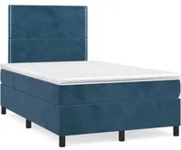 Letto a Molle Materasso e LED Blu Scuro 120x190 cm in Velluto 3270309