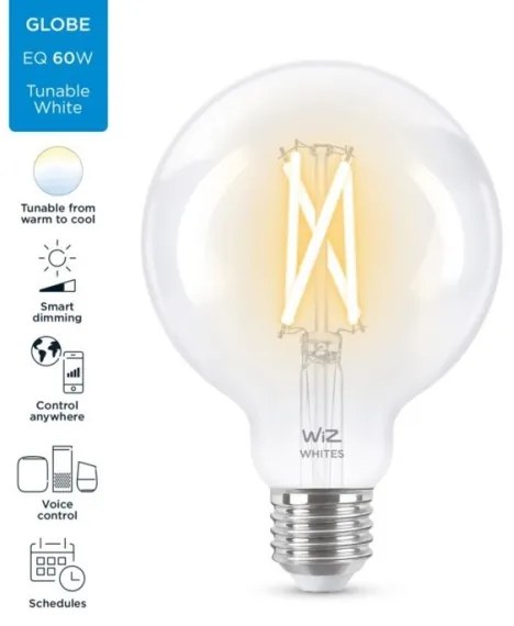 Lampadina LED dimmerabile G95 E27/6,7W/230V 2700-6500K CRI 90 Wi-Fi - WiZ