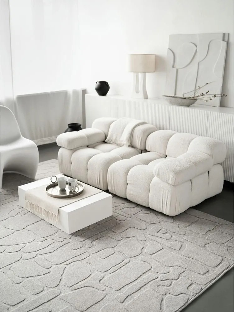 Tappeto in lana grigio chiaro 200x300 cm Morphic Dunes - Agnella