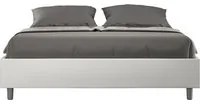 Letto matrimoniale con rete imbottito 160x200 similpelle bianco Azelia