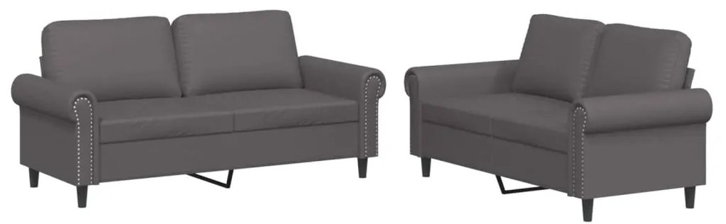 Set di divani 2 pz con cuscini grigio in similpelle