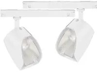 2 Kit Faro Led Da Binario Asimmetrico Trifase 30W 4000LM Carcassa Bianca 4000K Con Alimentatore Scomparsa CRI 90 UGR 19