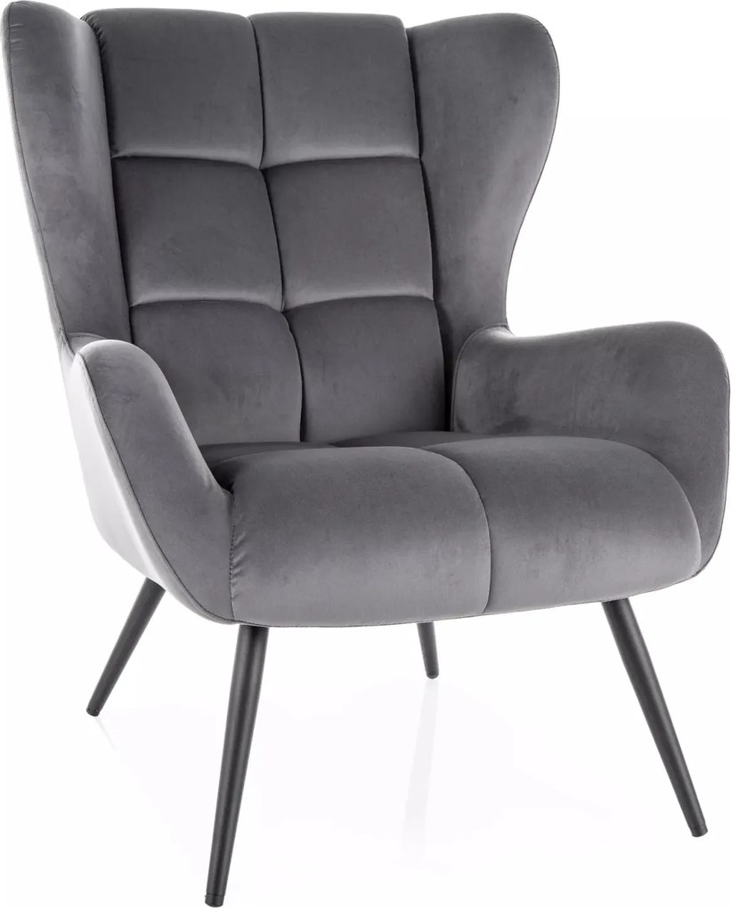 Poltrona Louis Velvet in velluto grigio – 75x87x91 cm