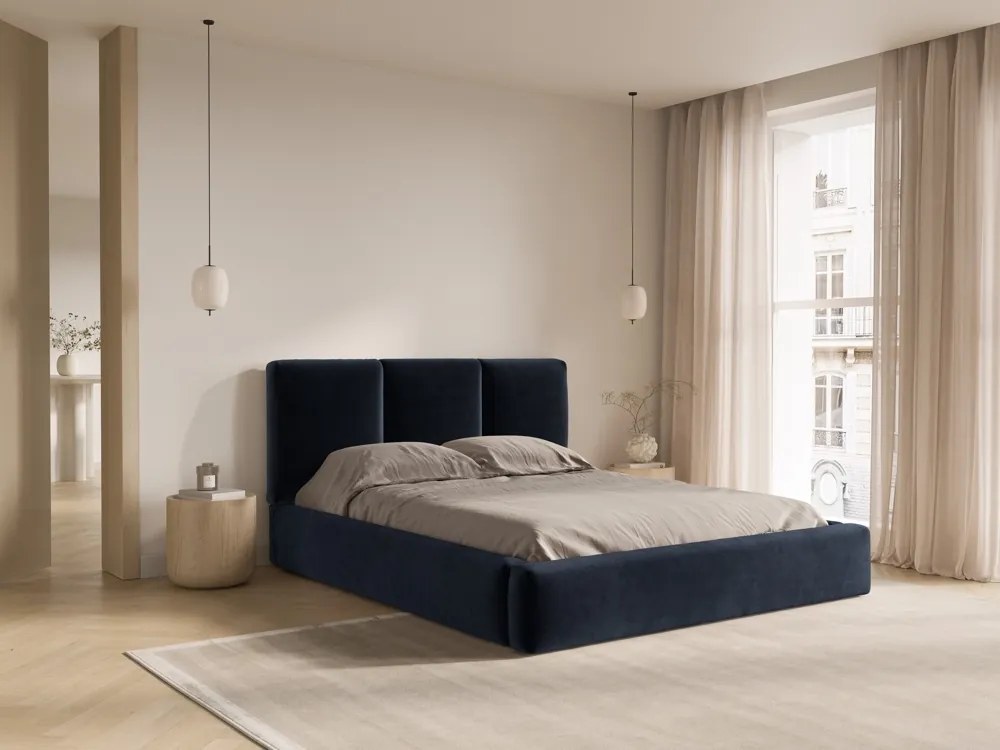 Letto contenitore Nicolas con testiera in velluto – 180x200 cm