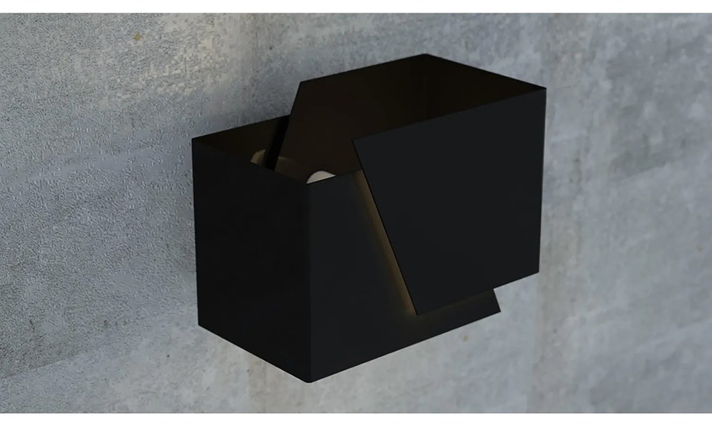 Applique Moderna 1 Luce Bjorn A Forma Geometrica In Acciaio Nero